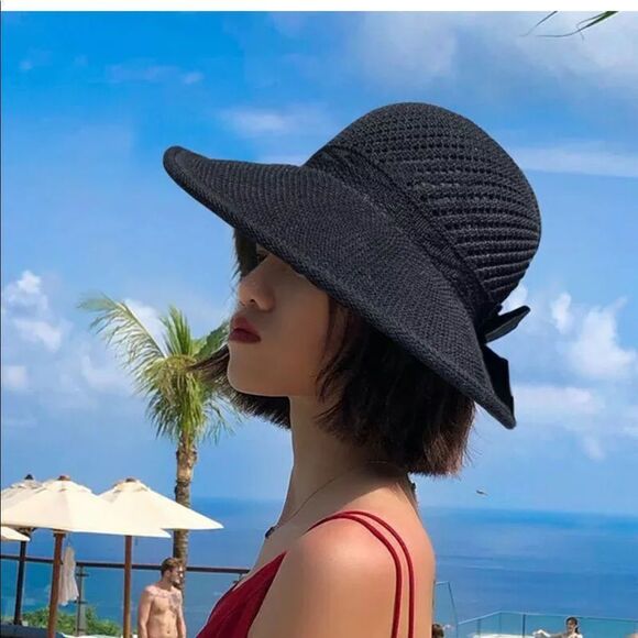 Dove Gray Foldable Wide Brim Roll Up Visor Hat - Picture 3 of 6